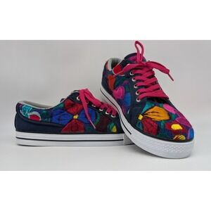 Womens 10 27 Floral Embroidered Shoes Mexico De Mis Amores Handcrafted Artisanal